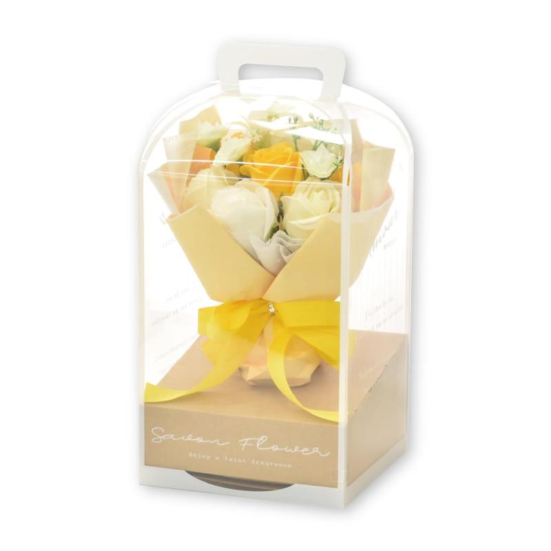 ポピー名古屋 ソープフラワー シャボンフラワー 造花 ギフト プレゼント ブーケ バラ 花束 約28cm クリアケース付き