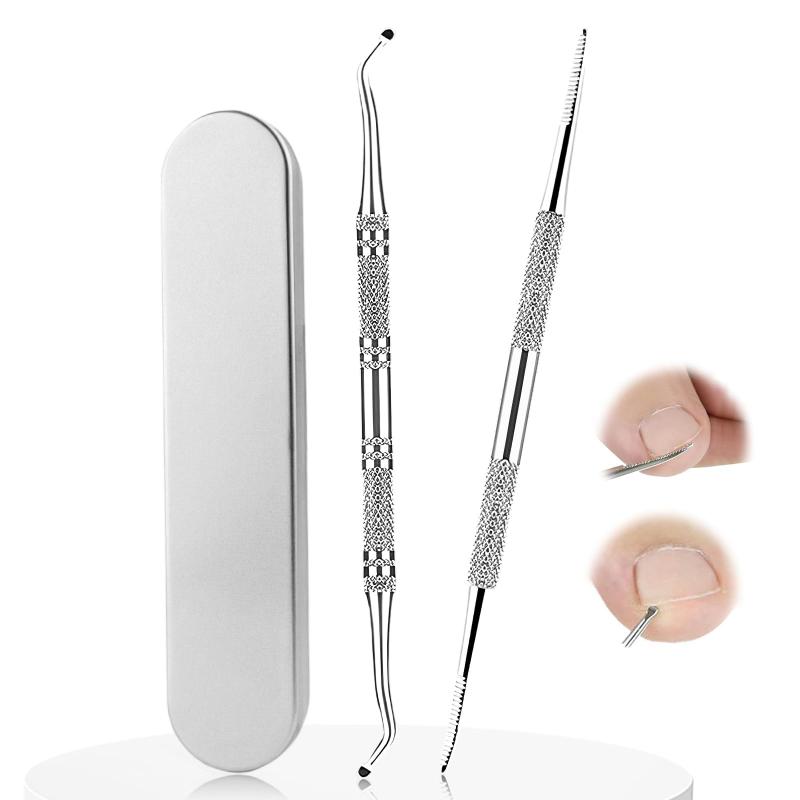 爪やすり 爪垢取り ネイルケアセット 爪ヤスリ 爪あか取り 足 爪ケア フットケア 巻爪 甘皮処理 陥入爪ツール 男女兼用 携帯便利 ステンレス製 2点セット ケース付き プレゼント 女性