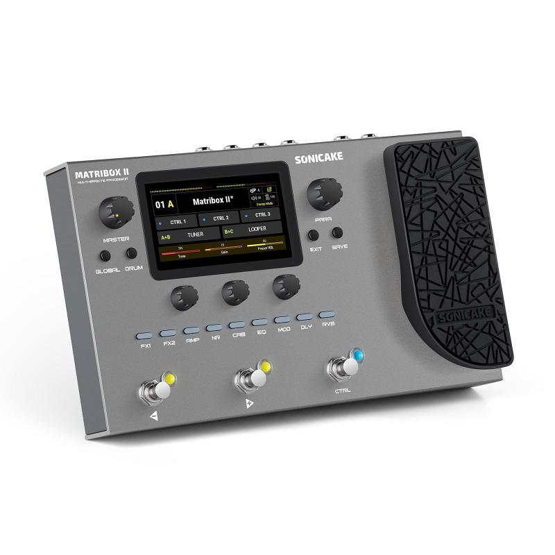 SONICAKE マルチエフェクター 200以上のエフェクト内蔵 アンプモデリング FX ループ MIDI ステレオ OTG USB オーディオインターフェイス Matribox II新しいハードウェアとデジタルモデリングテクノロジーが搭載されて、サウンドのあらゆる細部を忠実かつ明瞭に正確に再現します。200種類以上のギター/ベース/アコースティックエフェクト、63の伝説的なアンプモデル、61の厳選されたIRキャビネットシミュレーション、サードパーティIRサポート（15ユーザースロット）を搭載します。100の内蔵ドラムリズム、90秒のルーパー、198のプリセット、最大10の同時エフェクトブロックを備えた調整可能なシグナルチェーンを装備します。ステレオオーディオストリーミングを備えたUSBオーディオインターフェイス、iOS/Androidモバイルデバイスに直接接続するためのOTG機能をサポートします。サウンド編集とプリセット管理用の無料 Mac/Windows ソフトウェアが付属されます。
