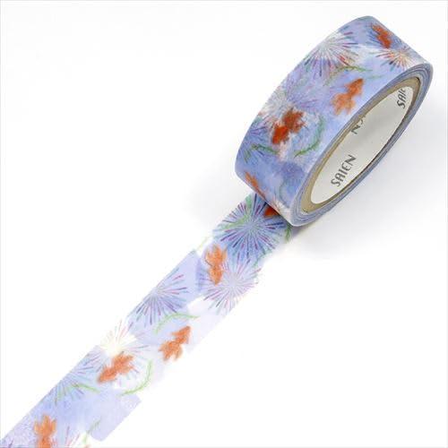 【SAIEN】マスキングテープ 金魚と花火 UR-0251 15mm×7m 和紙 日本 3