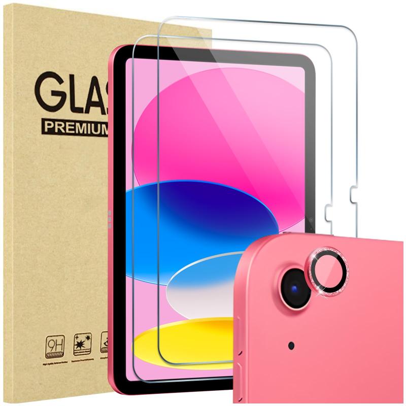 SONY - ProCase iPad A16 2025 第11世代/第10世代 2022 (11インチ/10.9インチ) 用スクリーンプロテクター、強化ガラスフィルム2枚とカメラレンズプロテクター1枚付き