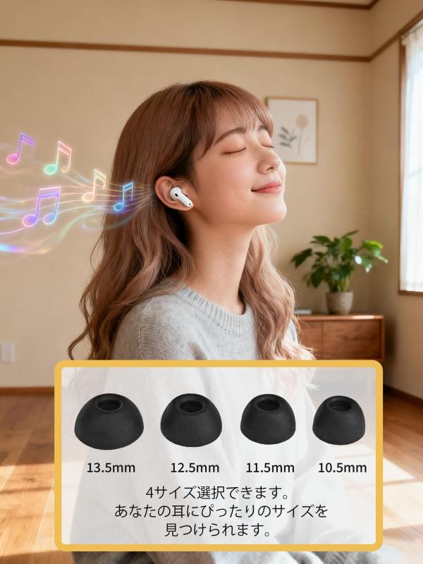 ShinyWay For AirPods Pro 3 イヤーピース 【2025新登場】低反発 ウレタン製 滑り止め 充電ケースに収まる 柔らかい ノイズ低減 音質向上 遮音性 耳垢ガード 脱落防止 AirPods Pro 第3世代対応 イヤーチ