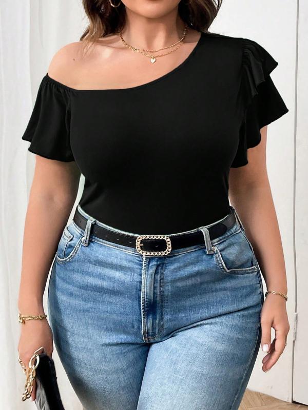 Tシャツ レディース 春夏 トップス カットソー 半袖 斜め襟 フリルデザイン ゆったり 大きいサイズ 無地 通勤 通学 普段着 きれいめ カジュアル おしゃれ・カテゴリ: Tシャツ・素材: ポリエステル90-95%・柄: 無地・スタイル: 通勤風、エレガント・袖丈: 半袖・工法: ニット・フィット感: スリムフィット・着丈: 40-50cm・ネックライン: 斜めネック・流行の要素: スリム・カラー展開: ブラック・サイズ展開: 1XL, 2XL, 3XL・着用シーン: 旅行、ショッピング、日常、デート・生地の質感: 普通・対象: ユニセックス