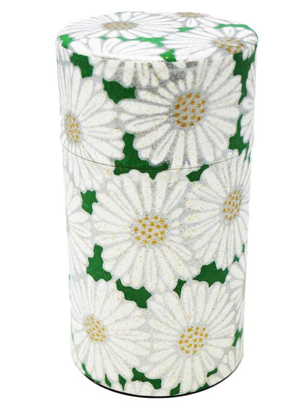 【 茶葉の保存性を高める 】京都生まれの友禅紙茶缶 菊姫 / 150ml 北欧デザイン風 茶筒 茶缶 茶入れ 茶壷 保存容器 キャニスター きつさこ仕様