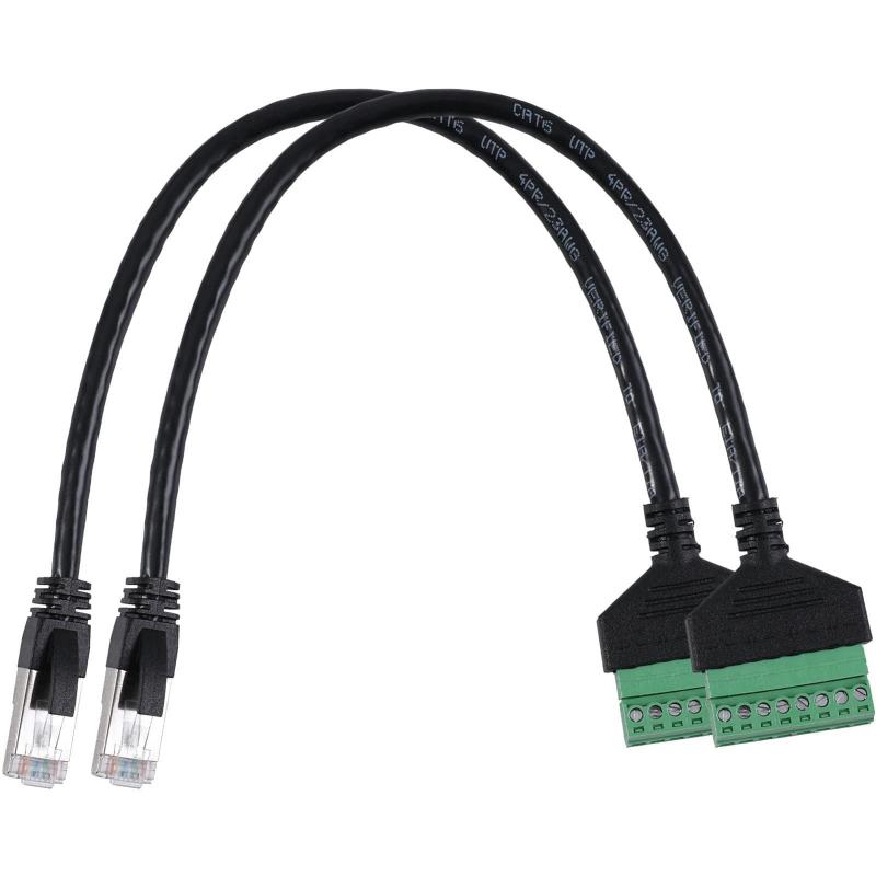 PENGLIN 2個 RJ45ネジ留め式端子 RJ45オス- 8ピンネジ留め式端子台アダプタケーブル RJ45 LAN延長ケーブル Cat7 Cat6 Cat5イーサネット..