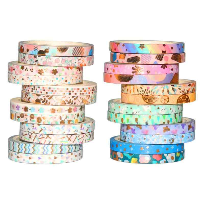 Yubbaex マスキングテープ 金箔押し 3mm幅 x 24巻 薄いです プレゼント包装、DIY工芸品、ノートの装飾に使える