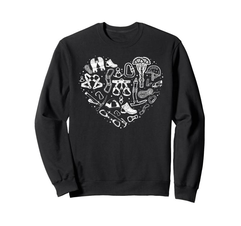 Climber Rock Climbing Gear Girls Heart Carabiner Sweatshirt
