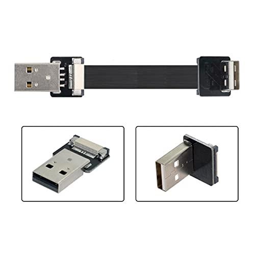 NFHK 下向きUSB 2.0 Type-AオスからタイプAオスデータフラットスリムFPCケーブル 90度 FPV & ディスク & スキャナー & プリンター用 50cm