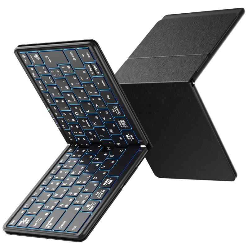 Omikamo Bluetooth＆USB無線両用 キーボード 折りたたみ JIS標準日本語配列 IOS/Windows/Mac/Android対応 3台デバイス対応 持ち運び便利 Type-C充電式 日本語説明書付
