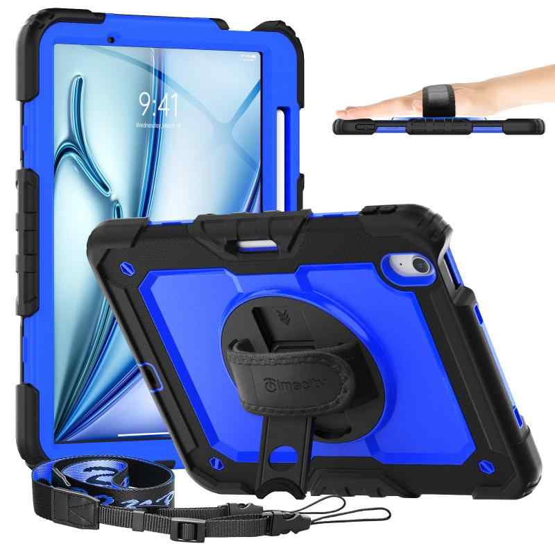 Timecity iPad Air 11インチ 専用 ケース (2025新モデル) 耐衝撃 三層保護 360回転スタンド 保護フィルム ハンド&ショルダーストラップ ペン収納付き 仕事 現場 傷防止 頑丈 2025/2024 iPad Air11