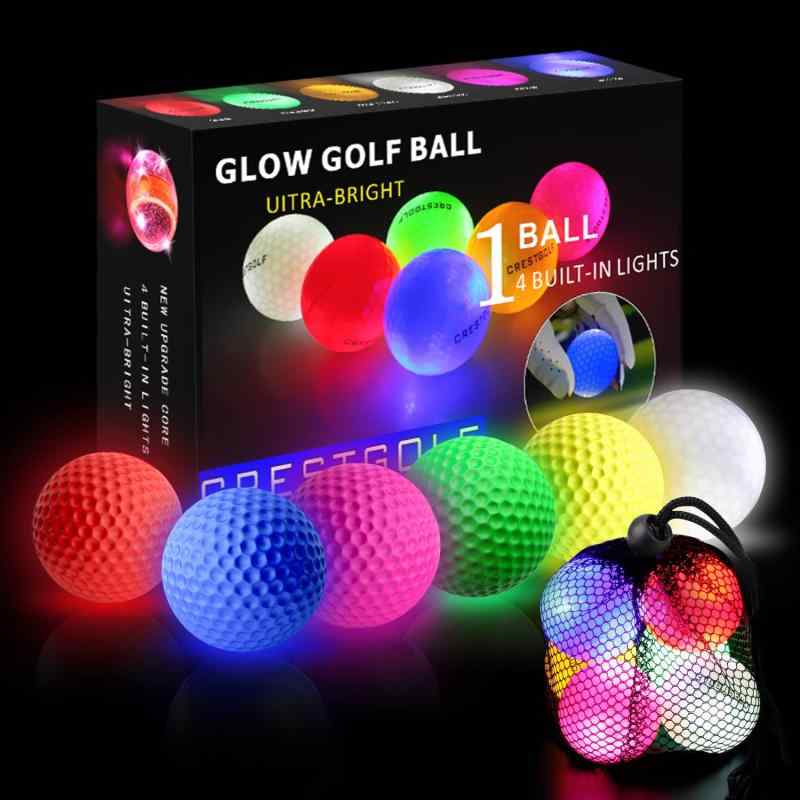 Crestgolf 光るゴルフボール新型人気ごるふぼーる6個 入り夜間発光可能マルチカラー