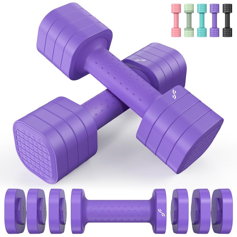 Sportneer ダンベル 可変式 各0.9kg~2.3kg調節可 2個セット 小型 多段階重さ調節 筋トレ器具 ダンベルセット トレーニング ホームジム 筋トレ ジム 自宅 女性向けデザイン 日本語取り扱い説明書付