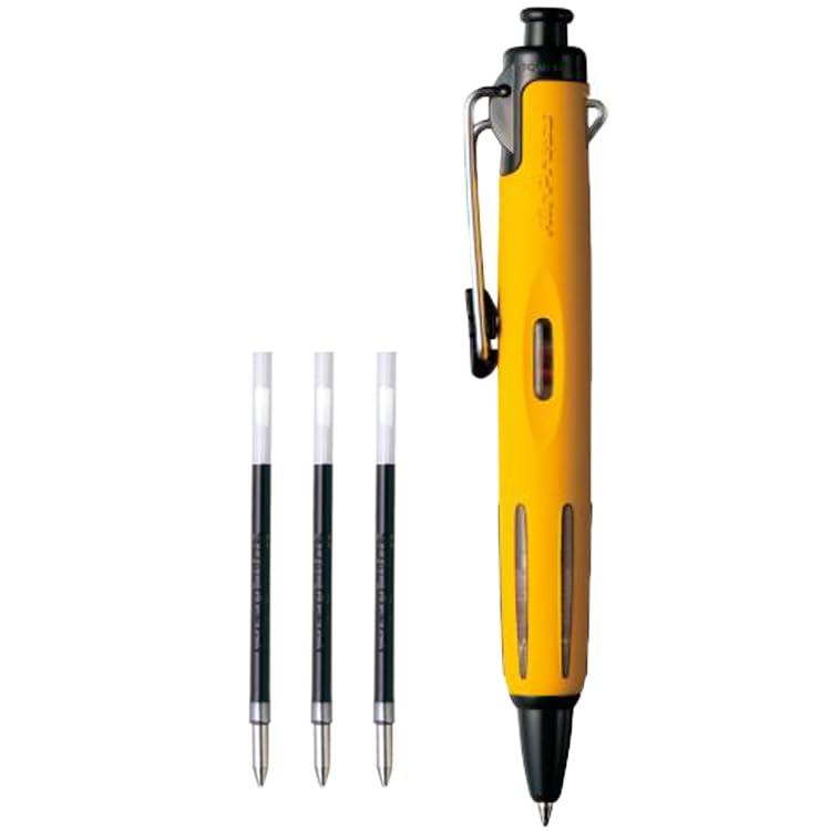 【本体+替え芯3本セット】 トンボ鉛筆 加圧式油性ボールペン0.7mm エアプレス BC-AP + 替芯 黒3本 BR-SF33 + オリジナルロゴシール付き