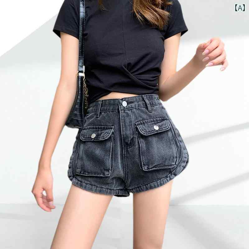 ・カテゴリ: デニムパンツ・主な素材: 綿 70%以上80%以下・スタイル: カジュアル、通勤・パンツ丈: ショートパンツ（三分丈）・ウエスト: ハイウエスト・デザイン: ワイド、ウォッシュ加工・カラー展開: グレー、ブラック、ブルー・サイズ展開: S、M、L、XL、2XL