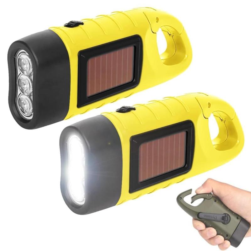 2個セット 手回し充電ライト LED懐中電灯 手回し充電 ソーラー充電 小型 乾電池不要 ハンディライト ソ..