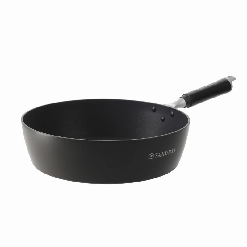 SAKURA'sながく使える深型フライパン IH・ガス火対応｜食事処さくら監修 こびりつかない フッ素樹脂加工 一生ものの使い心地