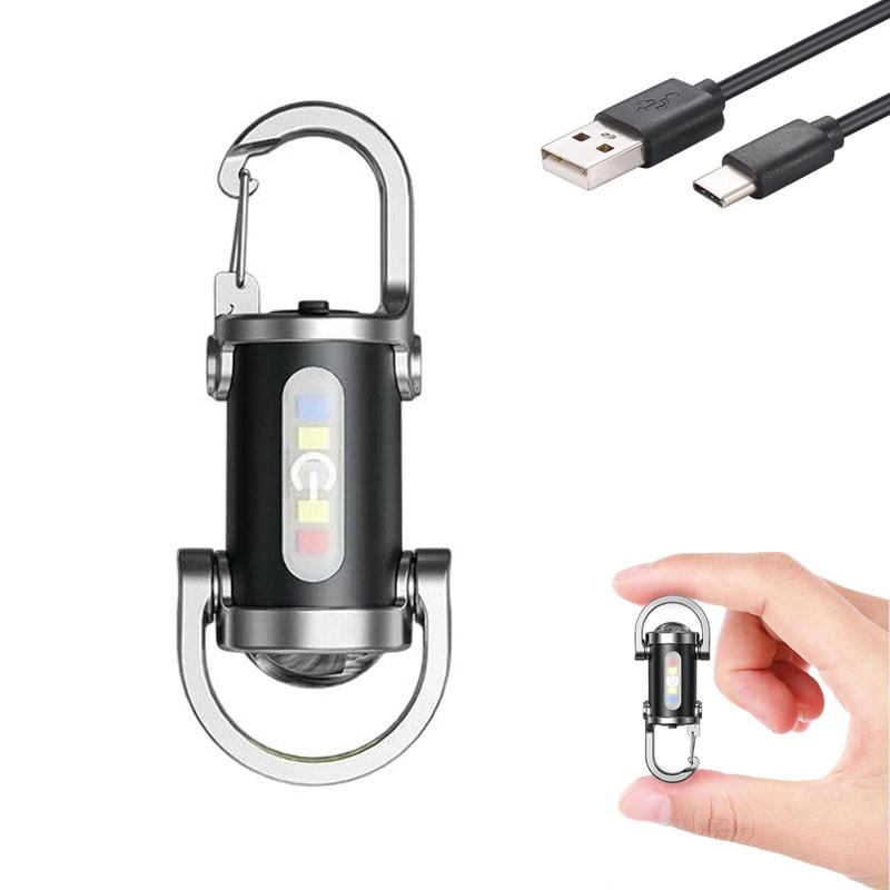 LEDキーチェーンライト 小型 防水 ミニ懐中電灯 充電式 高輝度 多機能キーホルダー型 複数の調光モード ポータブルLEDワークライト キャンプ 登山 釣り 停電対策