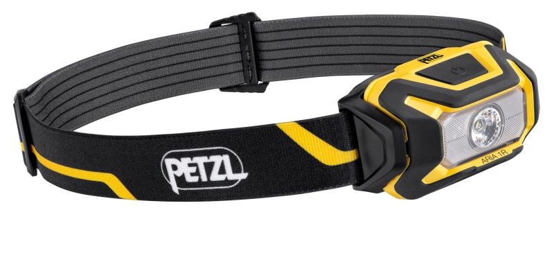 PETZL ARIA、コンパクト、耐久性、防水ヘッドランプ、イエロー/ブラック。