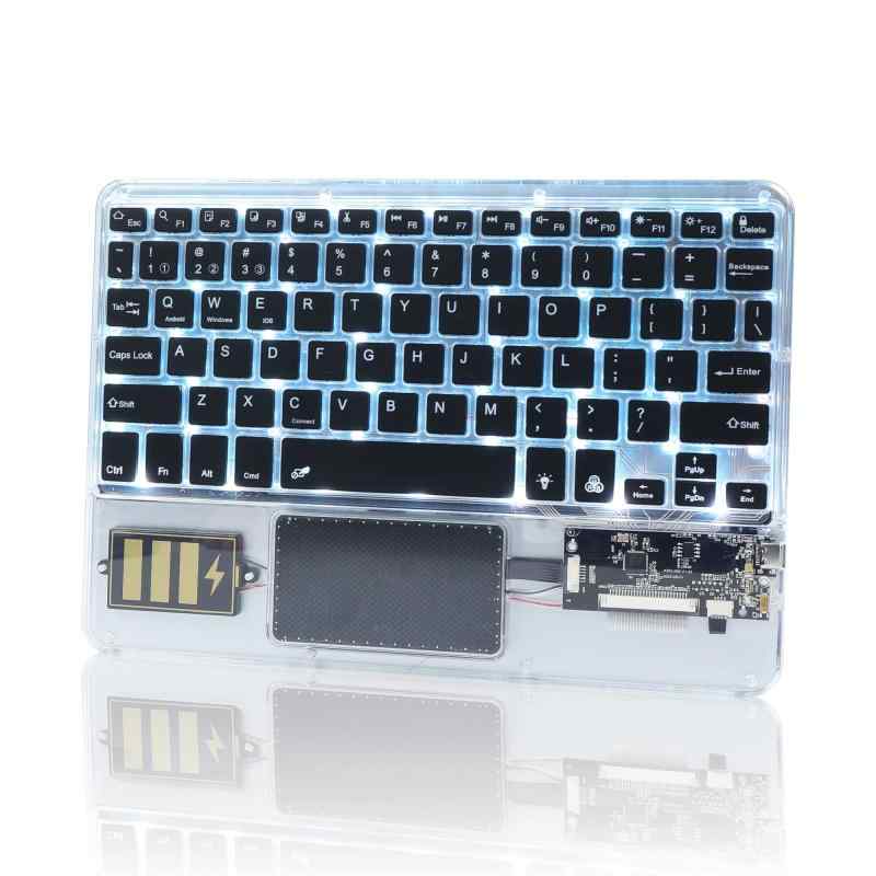 タブレット用 Bluetoothキーボード 透明 ワイヤレス タッチパッド付き 充電式 薄型 3台接続 バックライト iPad/iPad Air/Android/Galaxy Tab/Note/Kindle Fire 9.7-10.5インチタブレット対応