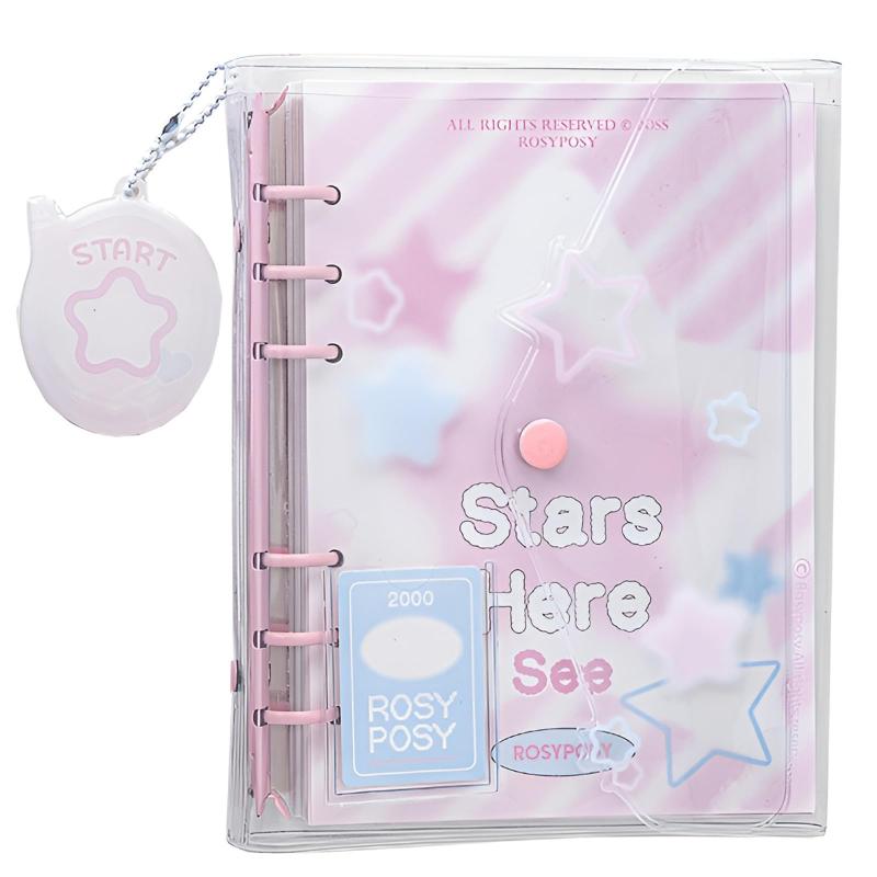 Rakuten - シール帳 女の子 バインダ はがせるスクラップブックキット シール帳 クリア 可愛い星柄シール手帳 フォトアルバム 推し活グッズ スクラップブッキングセット ベビーメモリー帳 旅行思い