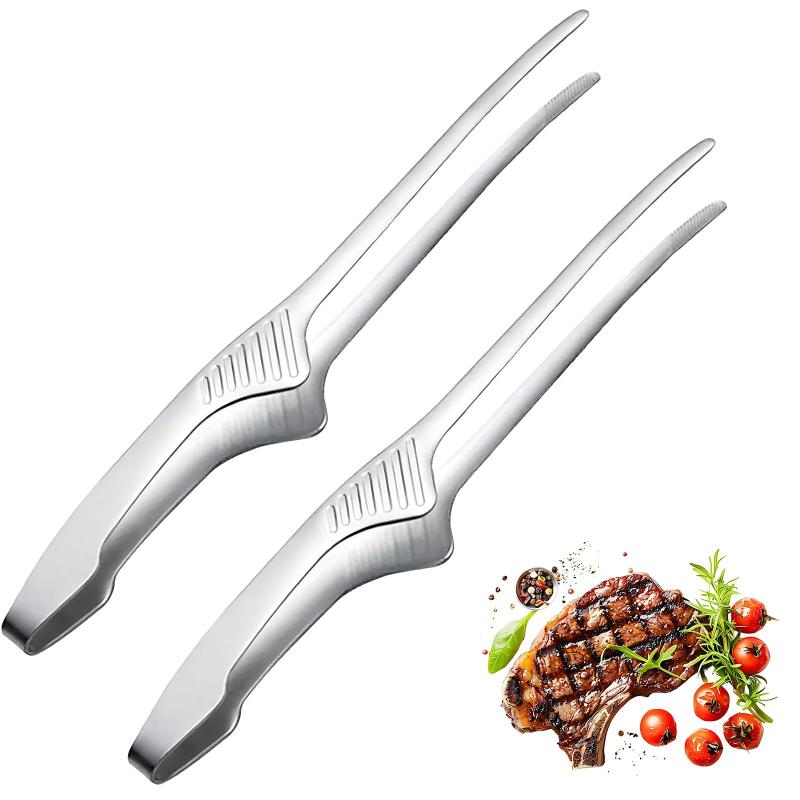 OKAWASI 焼肉トング ステンレス製 耐摩耗性 すべり止め設計 軽量 食洗機対応 キャンプ BBQ 菜箸（2個セット）