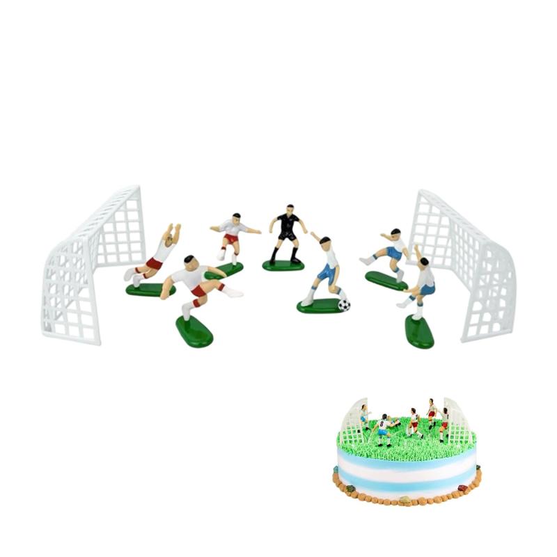 ADOFUN サッカー誕生日ケーキ飾り、ケーキやカップケーキ用フットボール フットボールチームデコレーション PVC製 10X6.5X3.8cm 子供 パーティー用 ケーキトッパー 魅力的な加工、サッカーケー
