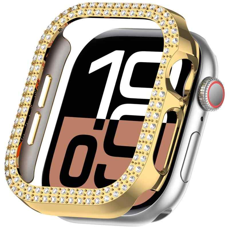 Miimall for Apple Watch 10 ケース ダブルダイヤモンド キラキラ 超簿軽量 耐衝撃 装着簡単 アップルウォッチ10 42mm 46mm 対応 可愛い 傷防止 保護ケース Apple Watch Series 10 カバー 専用