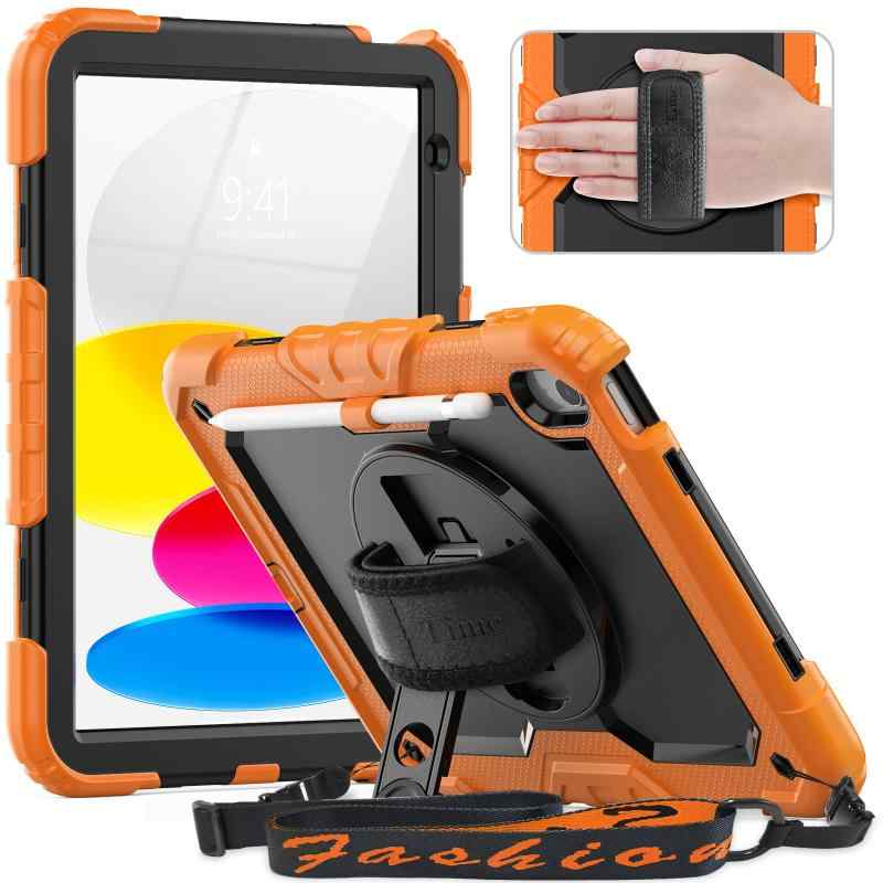 Timecity iPad 第11/10世代 ケース 2025新モデル 11インチ 耐衝撃 360回転スタンド 保護フィルム付き ペン収納 ハンド＆ショルダーストラップ 頑丈 耐久性がある 三層保護 2025/2022 iPad A16 11世代/ 10