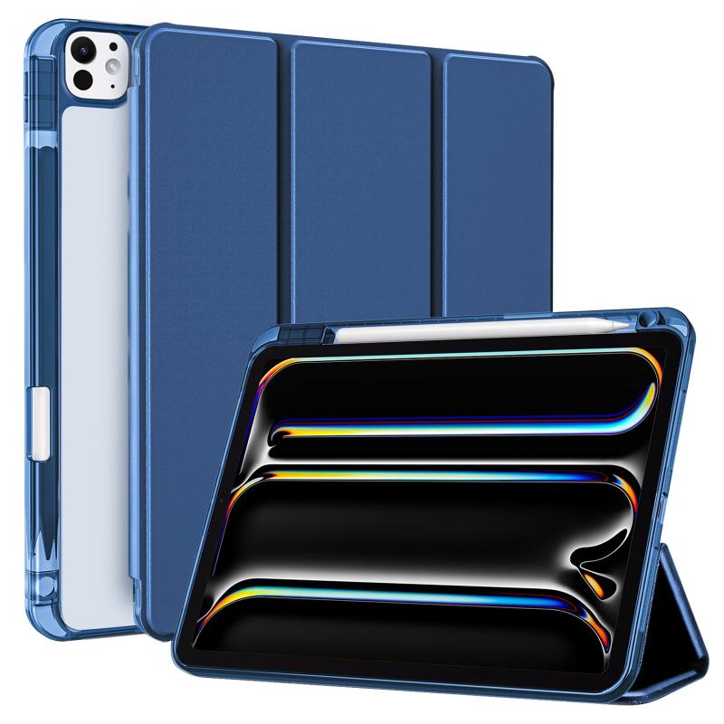 Princeton - ProCase iPad Pro 11 ケース 第4/3/2/1世代に適用（2022 2021 2020 2018) 透明 クリアバックカバー ペン収納 耐衝撃 三つ折り スタンド スマートカバー
