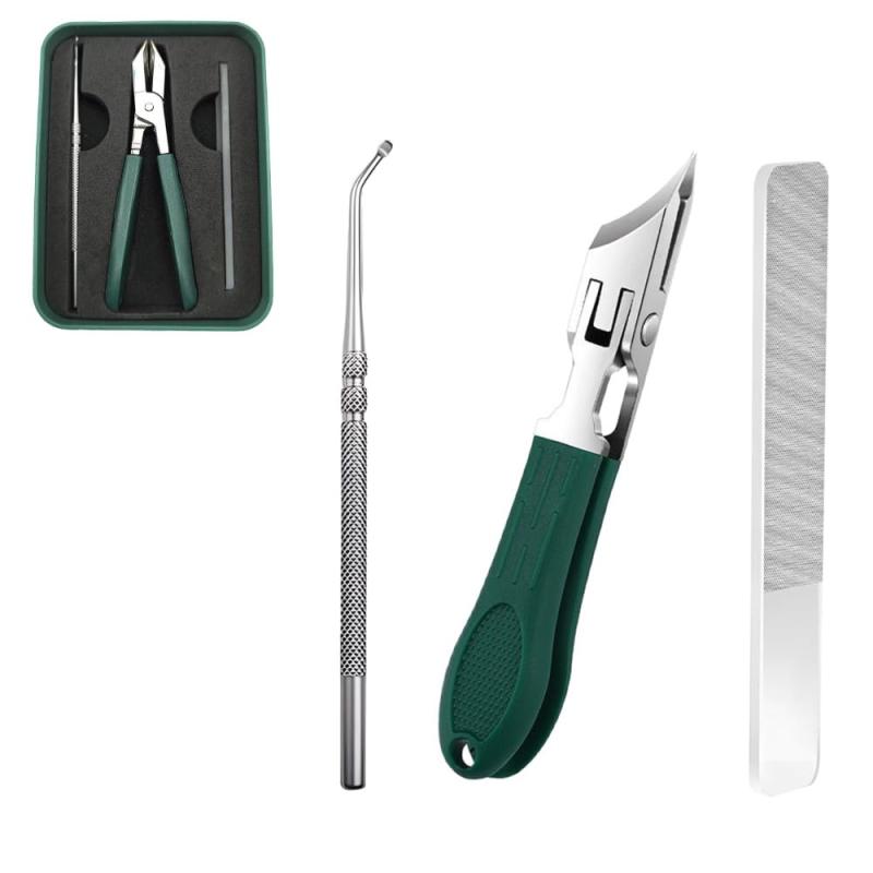 QUANTALY 斜め爪切り 3 点入り 高級 つめきり ステンレス 爪切りセット ツメキリ ゾンデ やすりが カーブ刃 特大開口 飛散防止 切れ味いい 巻き爪用爪きり 足用両対応 男女兼用 収納ケース付き