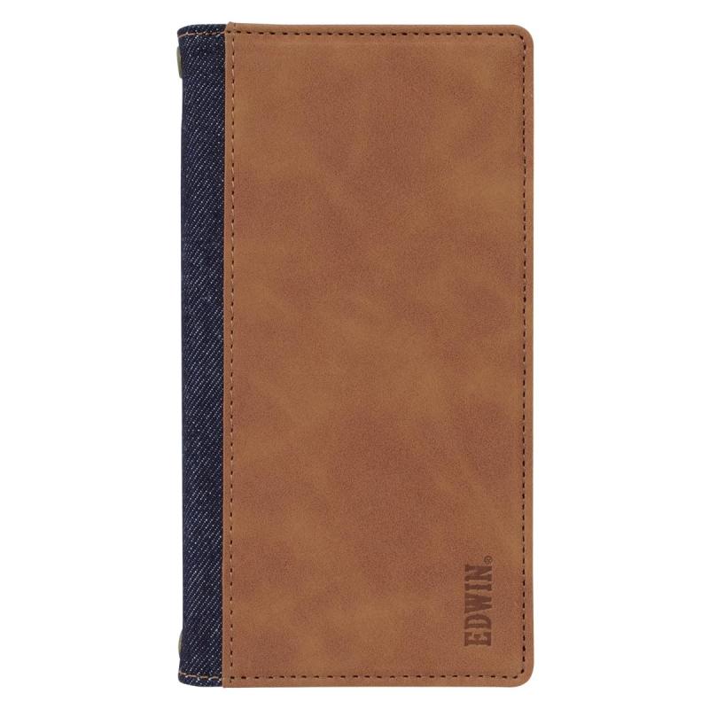 【 EDWIN 正規品 】 iPhone15 対応 ケース 手帳型 「 デニム/レザー調ケース 」