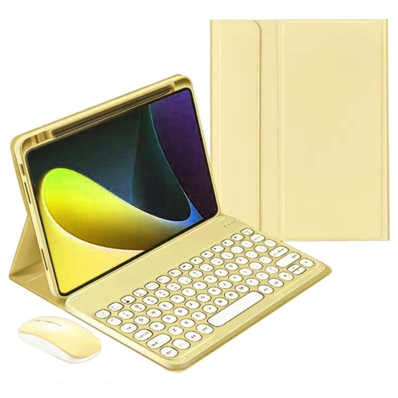 iPad 11 10 9 8 7 世代用の キーボードケース マウス付き 可愛い 丸型キー マグネット 分離式 アイパッド用 キーボード カバー カラフル レディース 女性 学生 ビジネス,薄いピンク