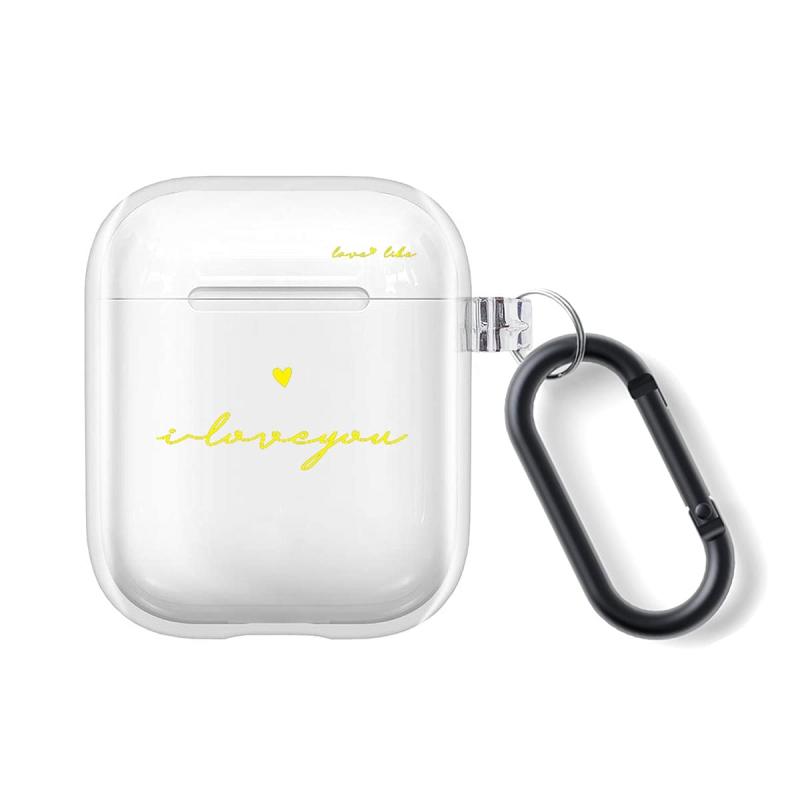 Airpods Airpods pro ケース TPU 英字 ロゴ デザイン クリア 透明 韓国 エアーポッズ プロ カバー かわいい 大人 おしゃれ イヤホンケース カラビナ フック 第一 第二 第三