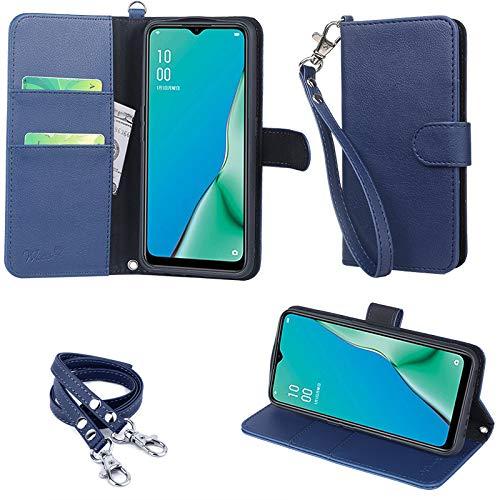 wisers OPPO A5 2020 ケース 手帳型 スマホケース 牛革PUレザー (カードホルダー/スタンド機能付) ストラップ2種付 (ハンドストラップ/ネックストラップ) プレゼントの商品画像