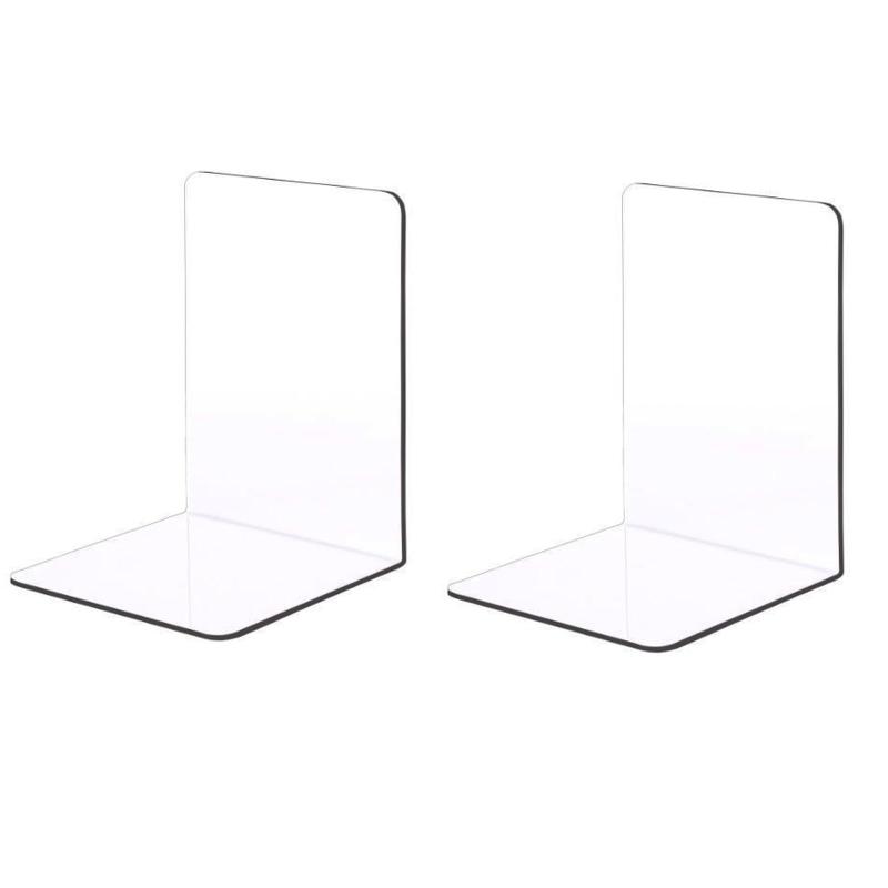 wowjimi プラスチックアクリルブックエンド L字型 整理 図書館 寝室 学校用品 文房具ギフト クリア本立て 倒れない デスク