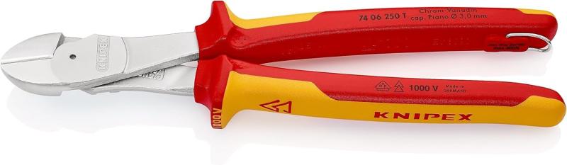 Rakuten - クニペックス KNIPEX ニッパー 7406-250TBK 絶縁強力斜ニッパー 落下防止(BK)