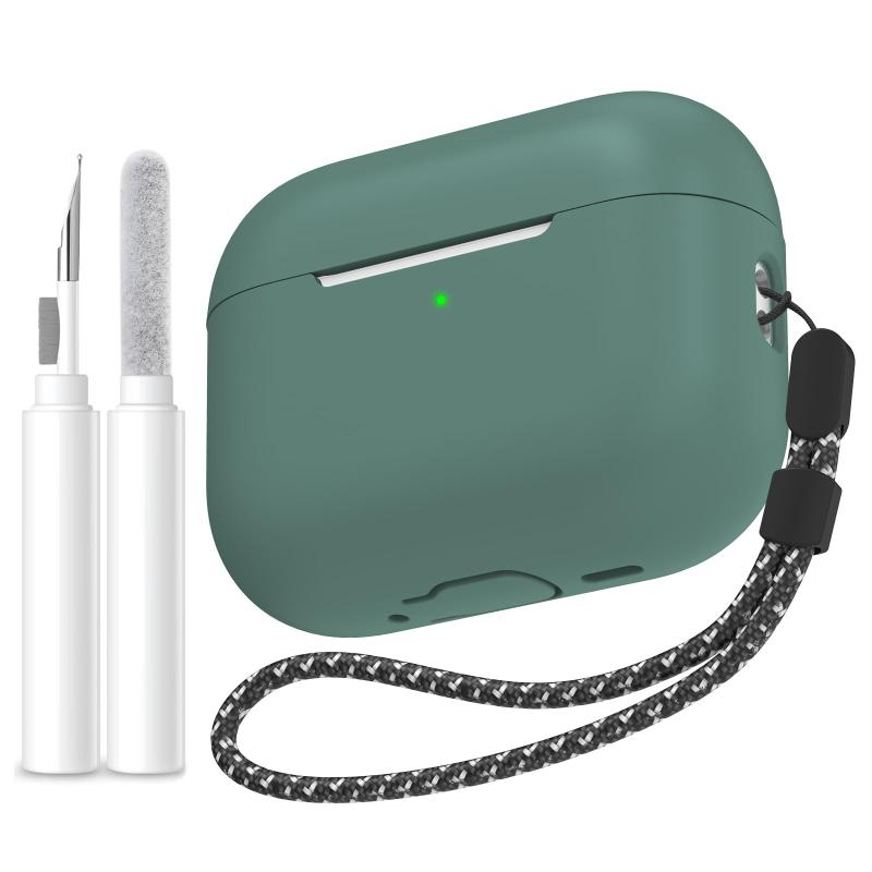 AhaStyle AirPods Pro 3 ケースカバー (2025) クリーニングキット付きソフトシリコン製 AirPods Pro 第3世代ケース ストラップ付きフルボディ耐衝撃カバー スキン Apple AirPods Pro 第3世代 2025