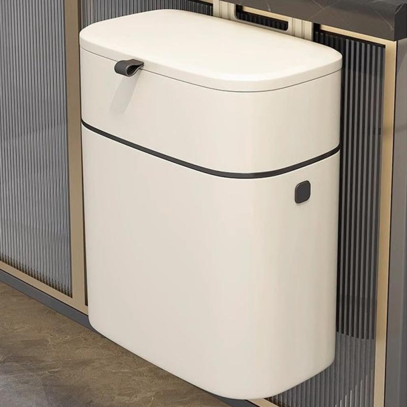 eガジェット キッチン用ゴミ箱 フック&amp;シール ぶら下げ式 蓋付き 密閉性 ゴミ袋が見えない イタズ..