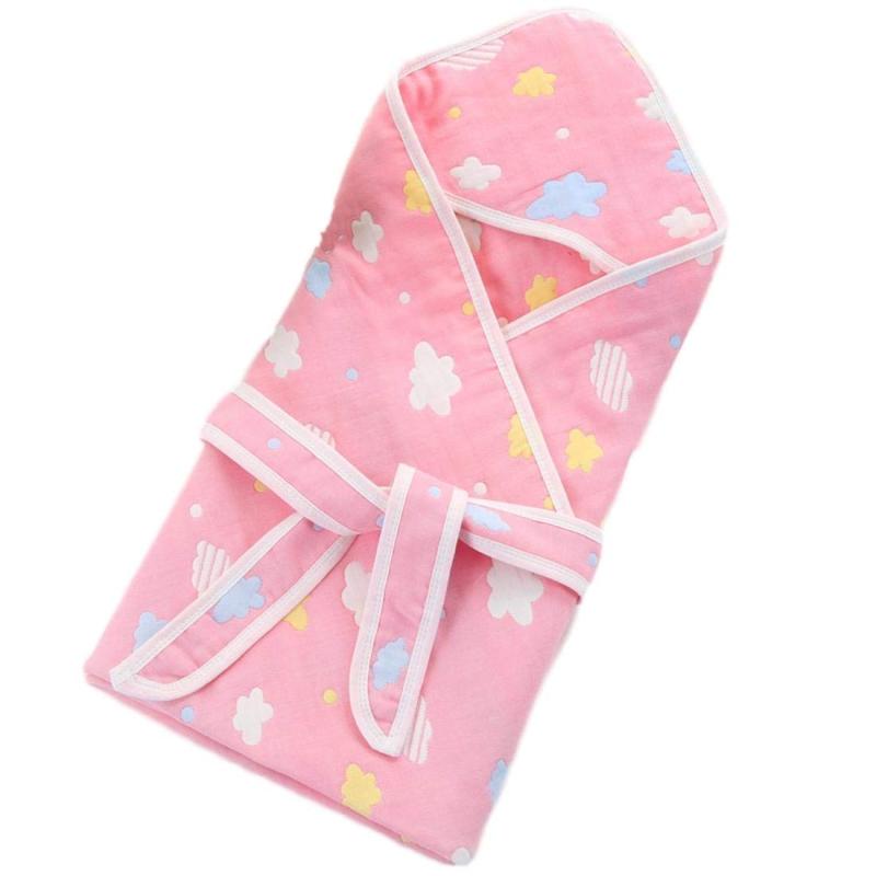 [ボアソルチ] 新生児 おくるみ ベビー バスタオル ブランケット 綿100％ 6重 ガーゼ (ピンク)