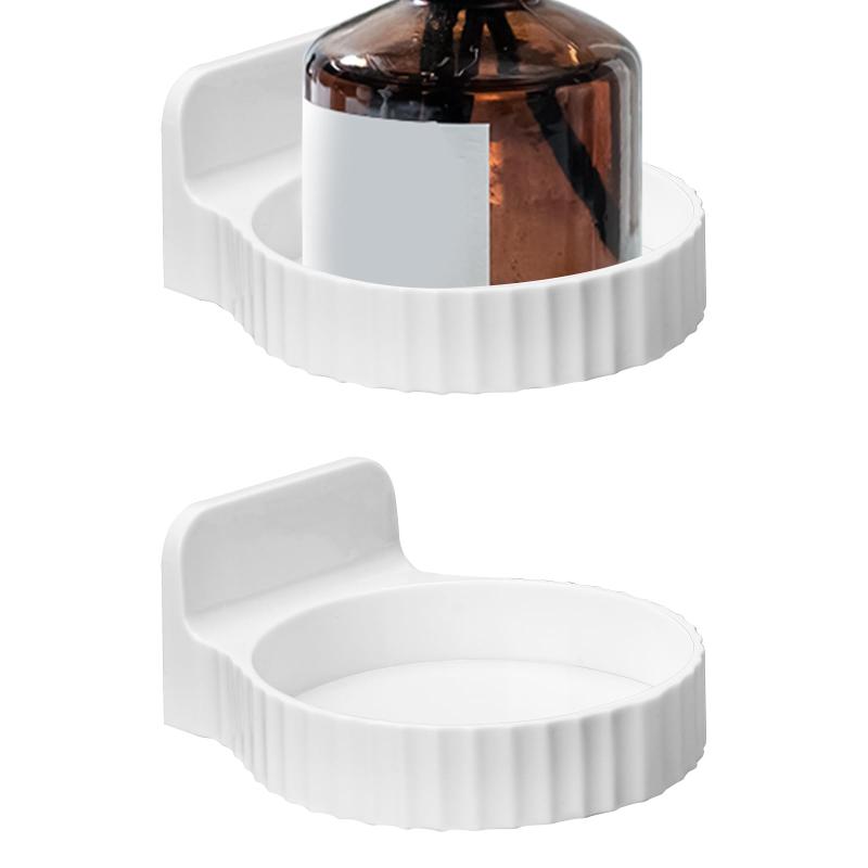 Linkidea 直径3.5インチ 壁掛けアロマセラピーボトルホルダー 2個 ラウンドプラスチックシャワーオーガナイザーキャディボトルラック 便利なカップホルダー シャワー、寝室、RVに最適 (ホワ