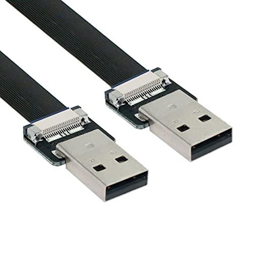 18 inches - 20 inches - NFHK USB 2.0 Type-A オスからタイプAオス データフラットスリムFPCケーブル FPV & ディスク & スキャナー & プリンター用 50cm