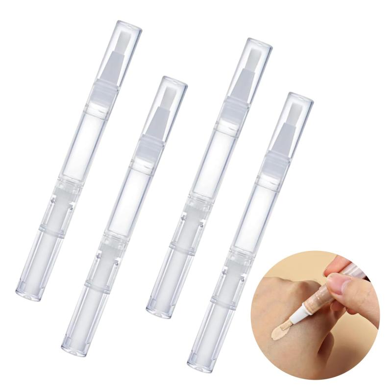 PAVIKE ツイストペン （4本入り）2ml 透明 詰め替え メイク容器 回転式 化粧品 ネイルオイル 香水 リップグロス チューブ ブラシヘッド付き 旅行小物 小分けボトル 携帯便利 繰り返し