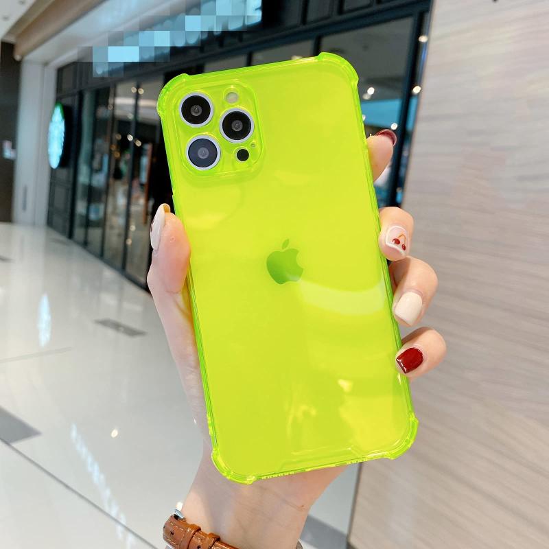 Gradoo For iphone 14 pro蛍光色クリアケース For iphone 14 13 12 11 プロマックスミニ XR XS × 8 7 6 プラス SE 3 無地カメラ保護シリコンカバー
