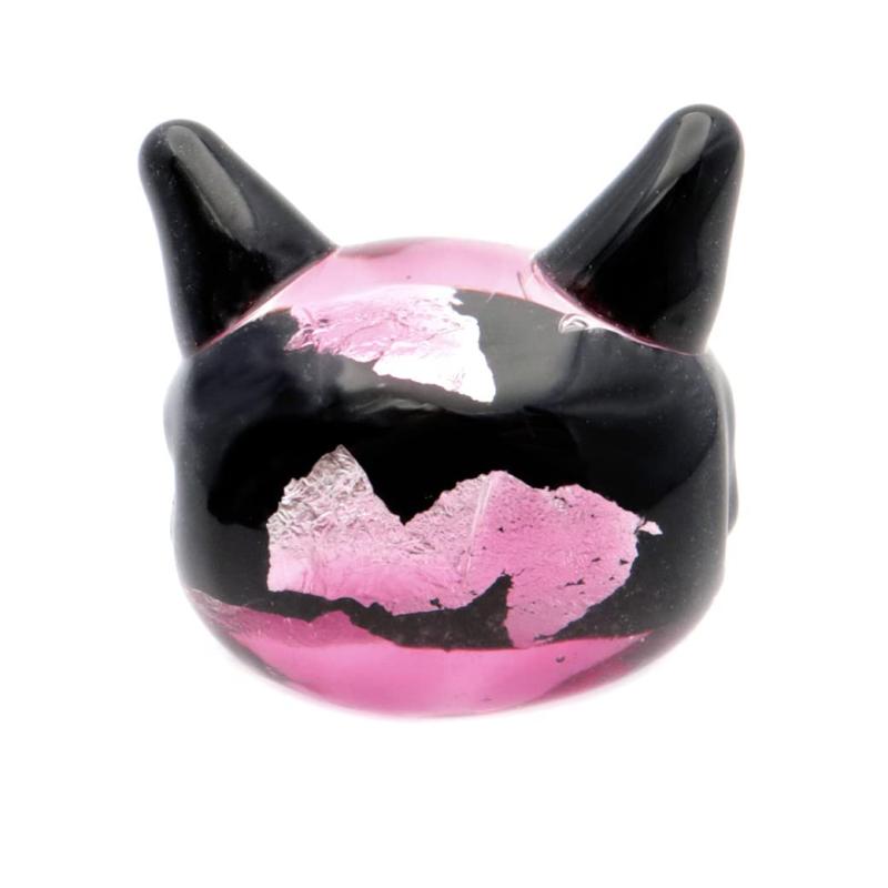 ホタルガラス ねこ ビーズ ピンク パーツ 猫 ネコ アクセサリー 制作 粒売り手芸 桃色 招き猫 沖縄 お土産 にゃんこ 可愛い トンボ玉 とんぼ玉