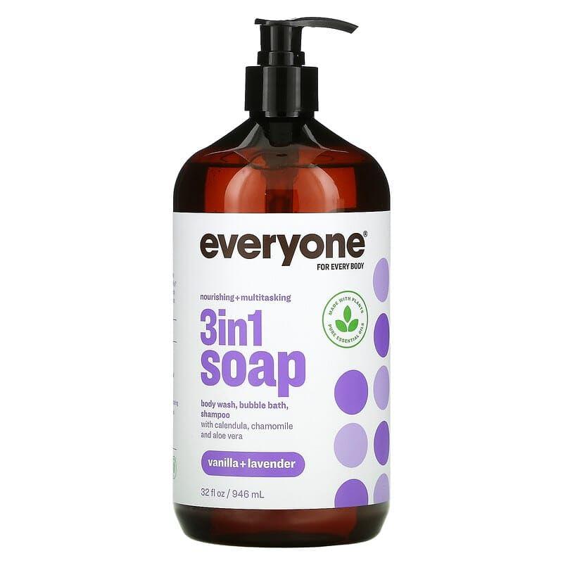 everyone 3in1 soap オールインワンシャンプー（ボディウォッシュ バブルバス シャンプー）バニラ＆ラベンダー 946ml 【並行輸入品】