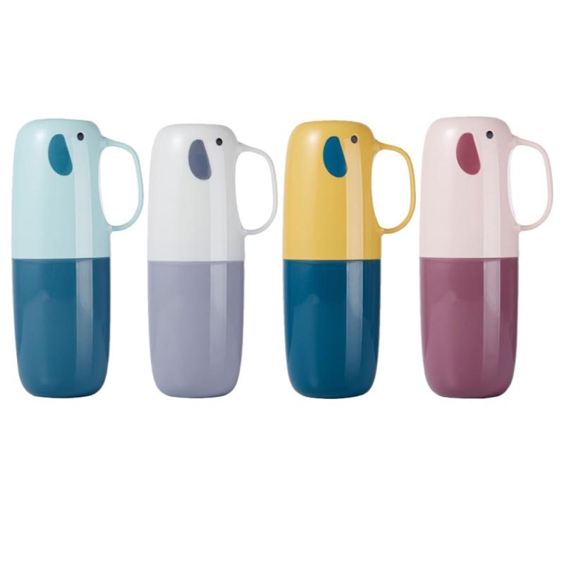 NUOLUX ポータブル歯ブラシケース コップ付き 4個セット 携帯用 歯磨き粉収納 歯ブラシ保管ホルダー 旅行や家庭用に適した洗面用品