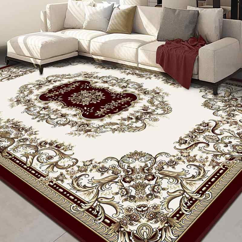 Phonzenuo ラグマット 3畳 200×250cm 洗える ペルシャ風 花柄 レッド 滑り止め付き ダイニング リビング 寝室用 軽量 四季用 室内用カーペット