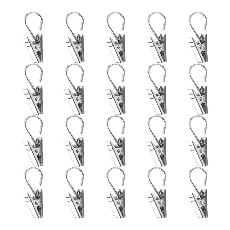 FamGift カーテンクリップ 20個セット ステンレス製 カーテンフック 挟む力強い 強力クリップ お好み生地を挟む シャワーカーテン