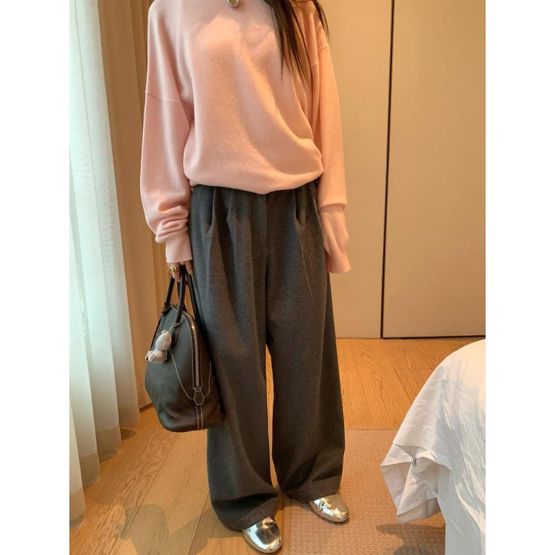 パンツ カジュアルパンツ レディース ウール スラックス ロングパンツ ズボン ボト...