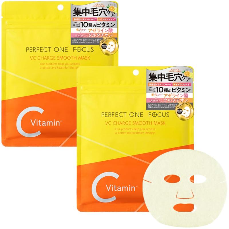 パーフェクトワンフォーカス VCチャージ スムースマスク 7枚入り ビタミンC ナイアシンアミド グルタチオン 毛穴ケア 乾燥 液たっぷり とろける生肌膜感覚シートマスク 爽やかなシトラスの